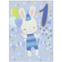 Blue Bunny with Balloons